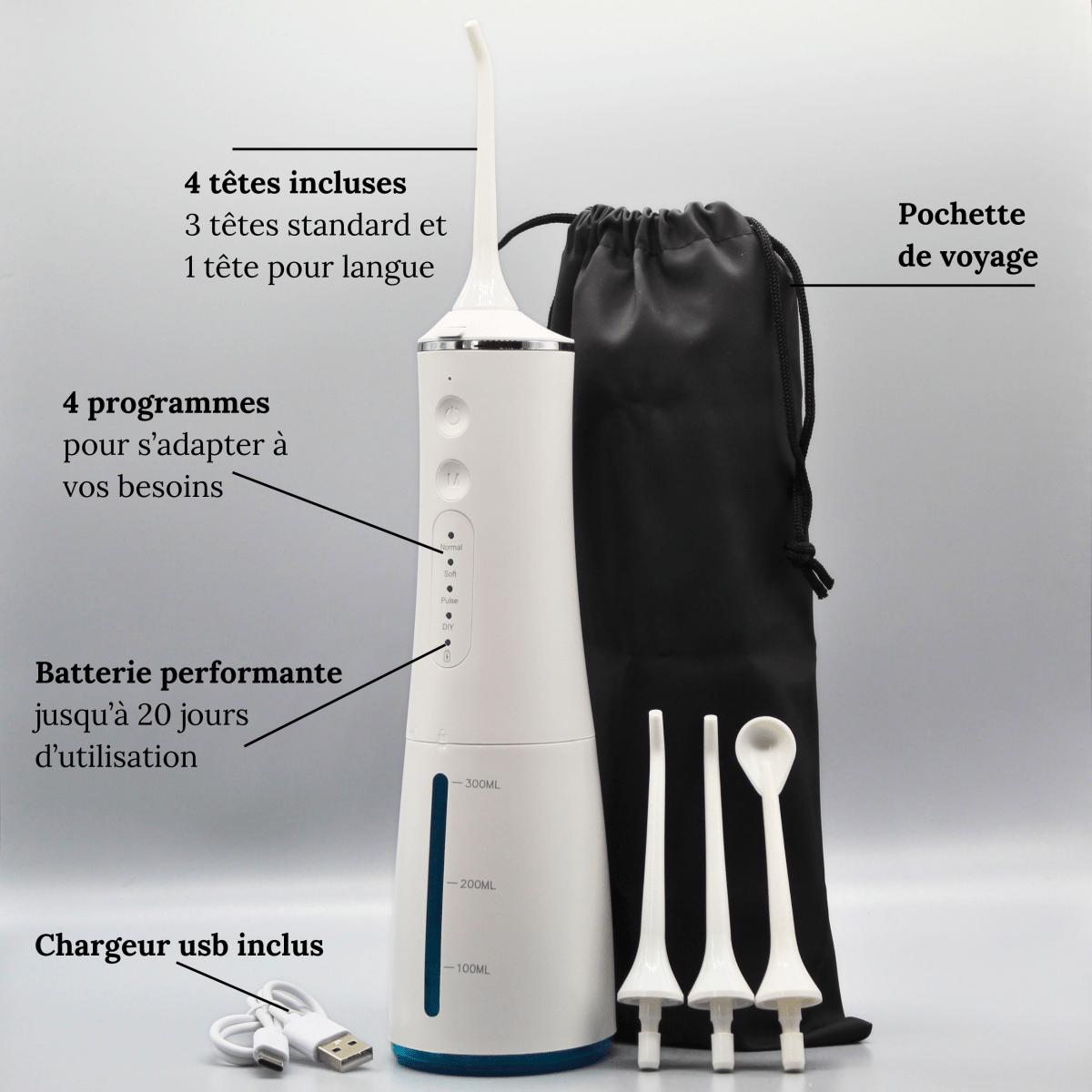 Jet Dentaire Sans Fil - Hygiène parfaite - 300ml - HYDRO - SMILE